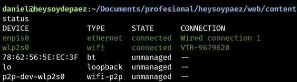 captura redes disponibles linux terminal ethernet conectado